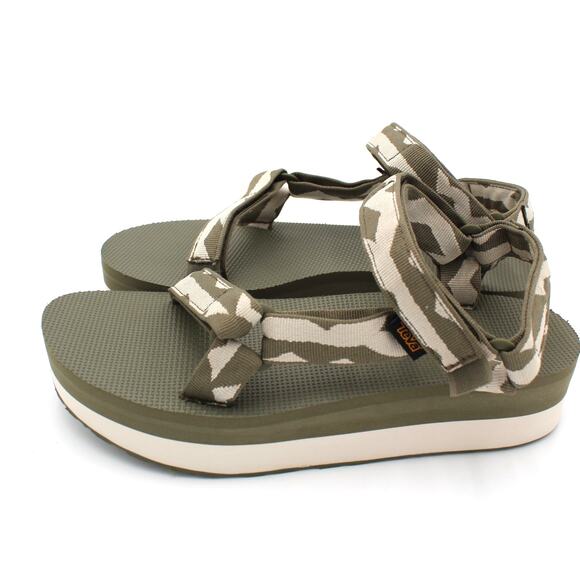 Teva Flatform Universal Sandals Womens 10 Green Camo Platform Sport Outdoor - Picture 2 of 8